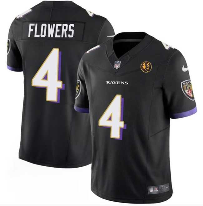 Men & Women & Youth Baltimore Ravens #4 Zay Flowers Black 2023 F.U.S.E. With John Madden Patch Vapor Limited Football Stitched Jersey